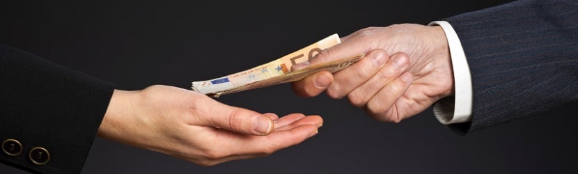 illustration de mains pour échange de billet d'argent