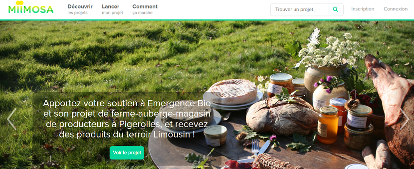 Capture d'écran du site Miimosa