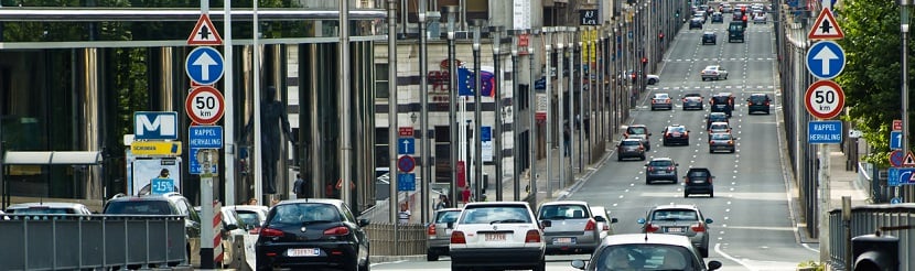 Trafic le long De La Rue De La Loi dans le quartier, Brussels Schuman 