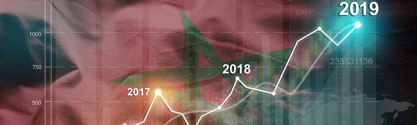 drapeau marocain et courbe graphique 