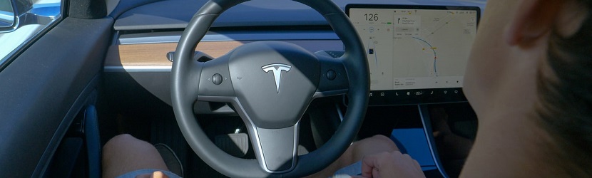 homme au volant d'une Tesla
