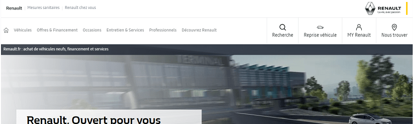 capture ecran du site Renault