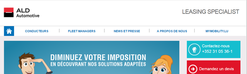 capture ecran du site ALD Automotive 