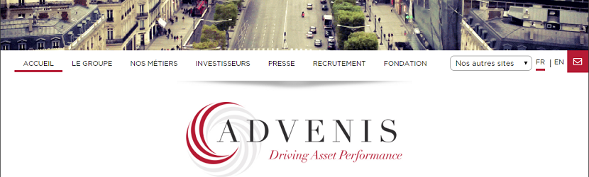 Capture du site Advenis 