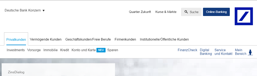  Capture du site Deutsche Bank