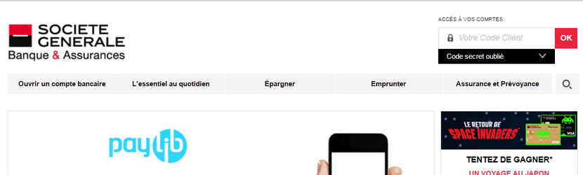 capture ecran du site Société générale