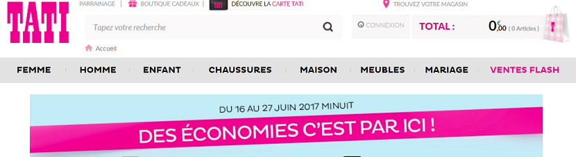 Capture du site TATI 