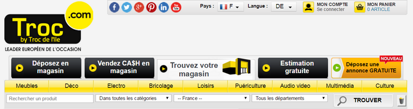  Capture du site Troc