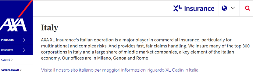 capture ecran du site Axa Italy