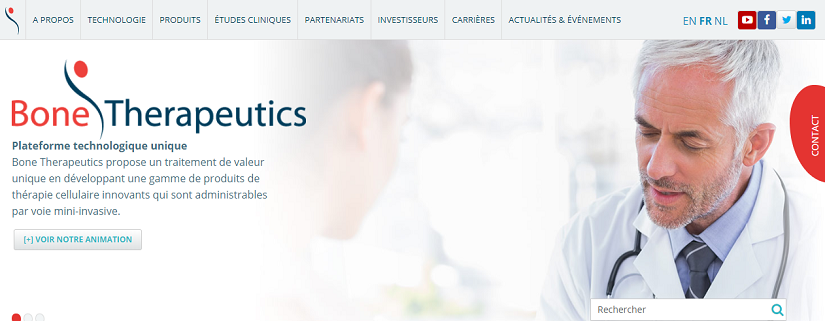 capture ecran du site Bone Therapeutics