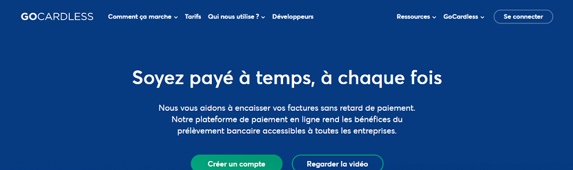  capture ecran du site Gocardless