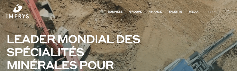 capture ecran du site Imerys