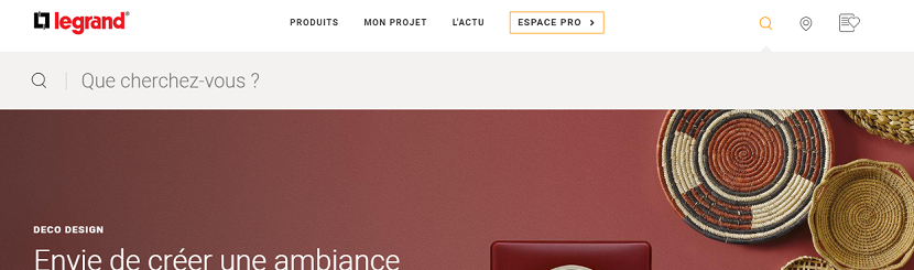 capture ecran du site Legrand