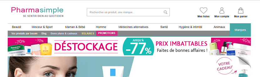 capture ecran du site Pharmasimple