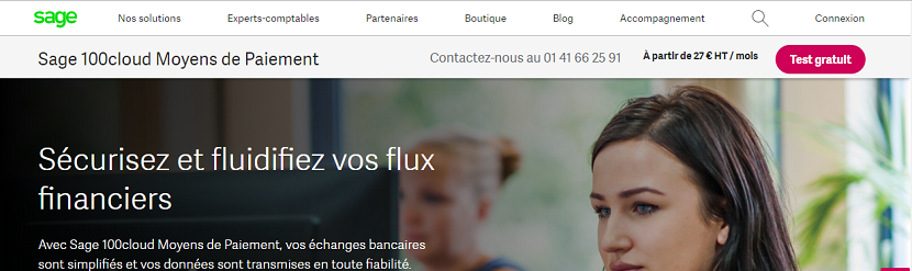 Capture ecran du site Sage paiement 