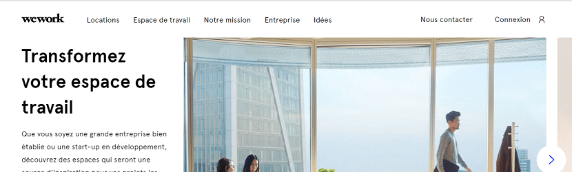  capture ecran du site WeWork