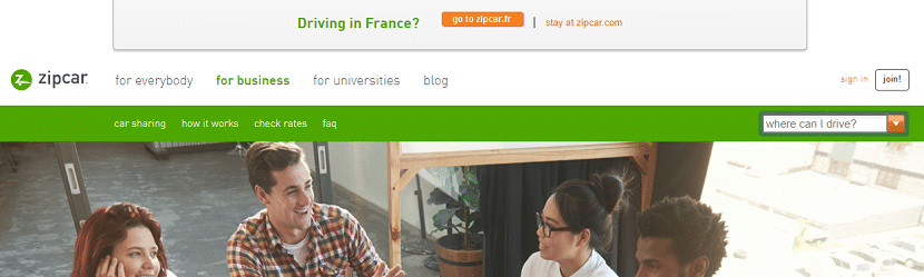 capture écran site Zipcar 