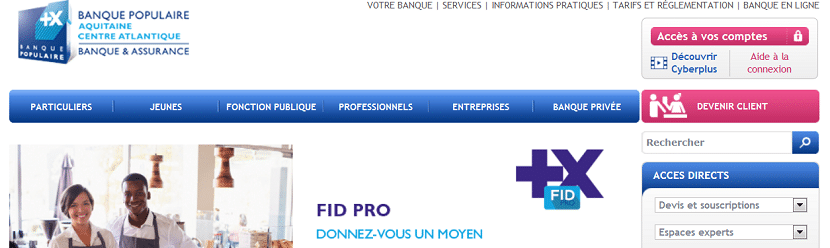 Capture du site Banque populaire Aquitaine Centre-Atlantique