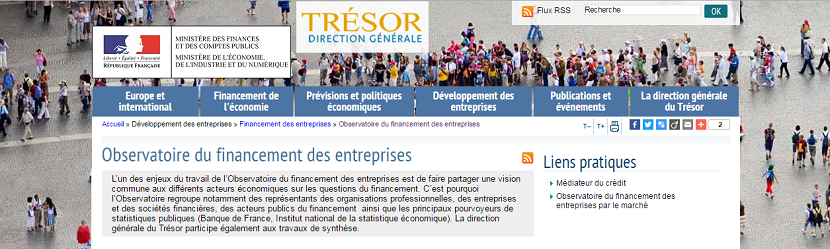 Capture d ecran du site de l'observatoire du financement des entreprises